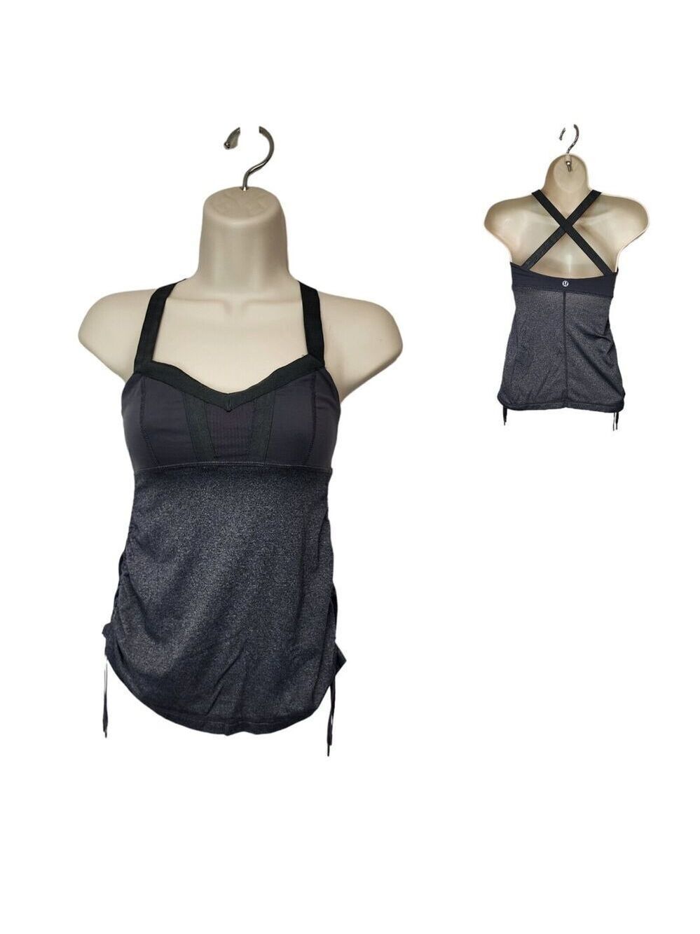 Lululemon Adjustable Cinched Pull Cord Sides Activewear Top Crossback Size 2